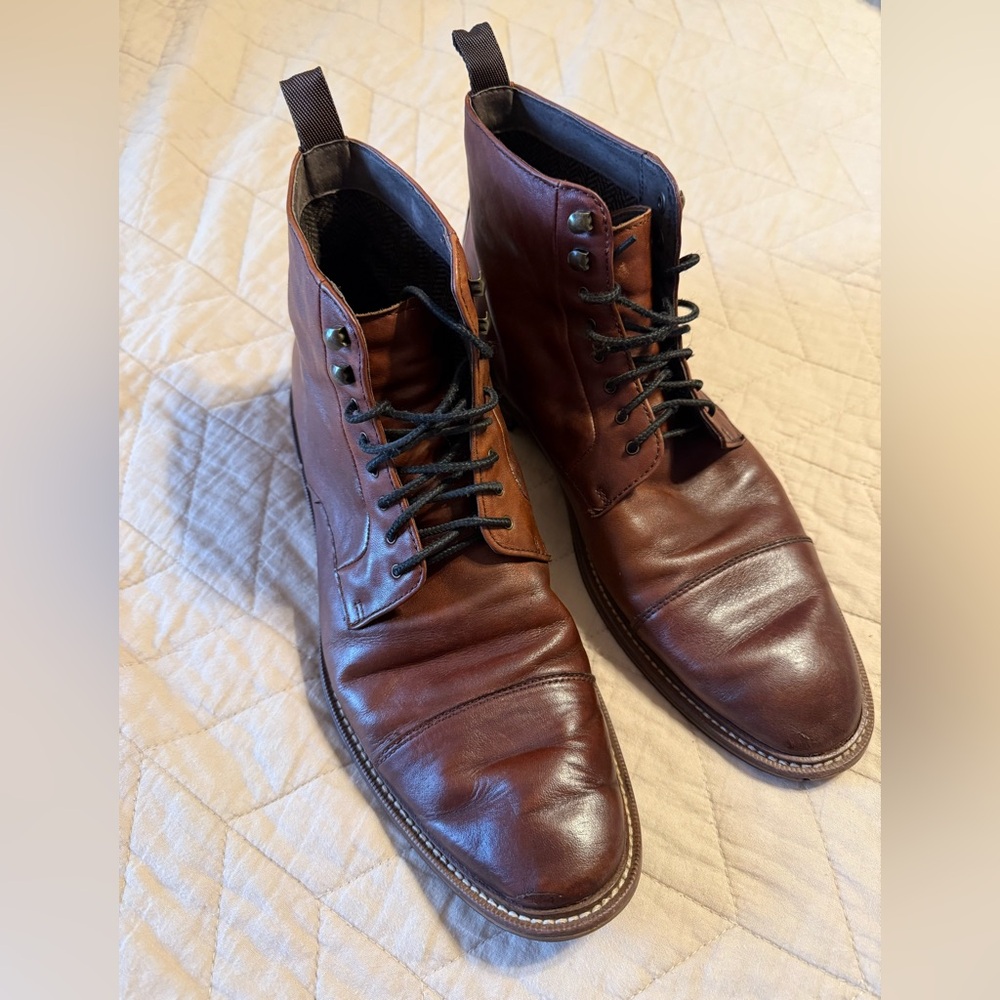 Aston Grey Men's Leather Lace-Up Boots. Lonaro.